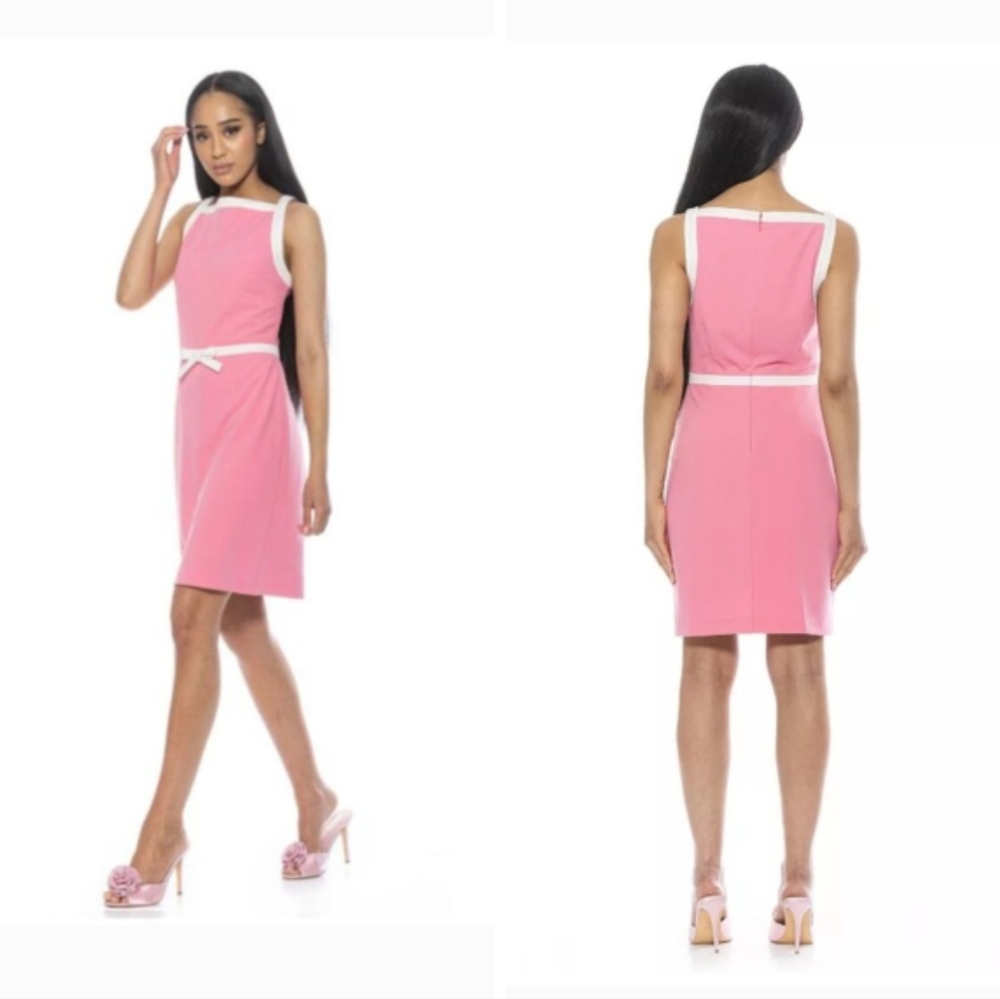 Alexia Admor Pink And White Sheath Dress Size Large
